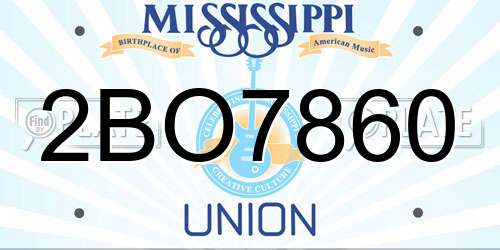 2BO7860 Mississippi License Plate