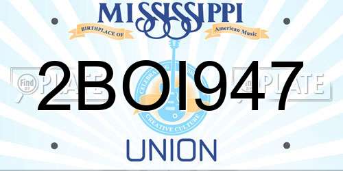 2BOI947 Mississippi License Plate