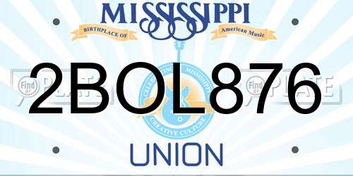2BOL876 Mississippi License Plate