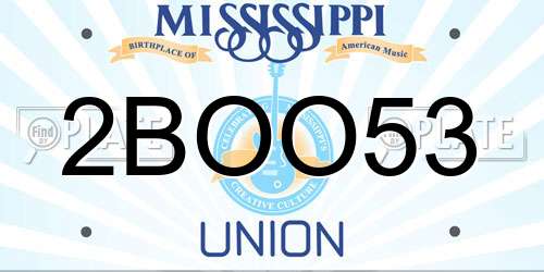 2BOO53 Mississippi License Plate