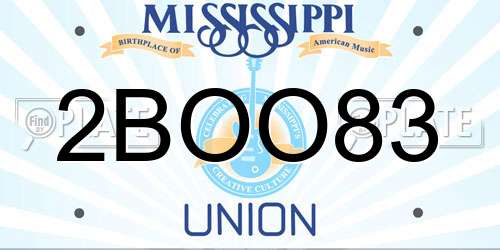 2BOO83 Mississippi License Plate