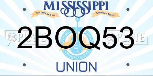 2BOQ53 Mississippi License Plate