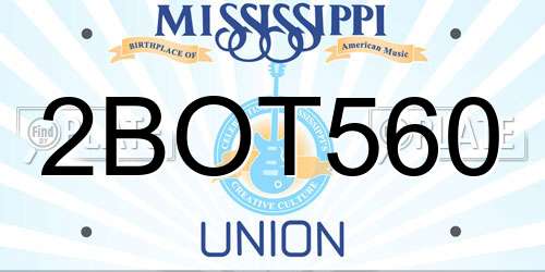 2BOT560 Mississippi License Plate
