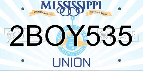 2BOY535 Mississippi License Plate