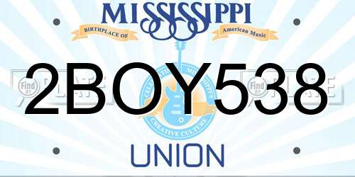 2BOY538 Mississippi License Plate