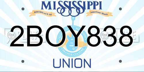 2BOY838 Mississippi License Plate