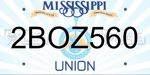 2BOZ560 Mississippi License Plate
