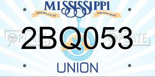 2BQ053 Mississippi License Plate