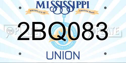 2BQ083 Mississippi License Plate