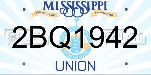 2BQ1942 Mississippi License Plate