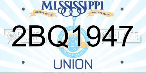 2BQ1947 Mississippi License Plate