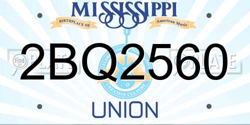 2BQ2560 Mississippi License Plate
