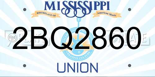 2BQ2860 Mississippi License Plate