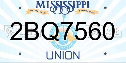 2BQ7560 Mississippi License Plate