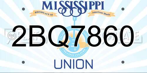 2BQ7860 Mississippi License Plate