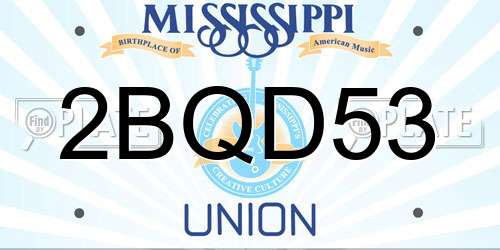 2BQD53 Mississippi License Plate