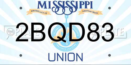 2BQD83 Mississippi License Plate