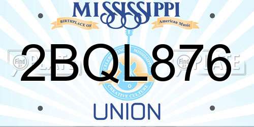 2BQL876 Mississippi License Plate