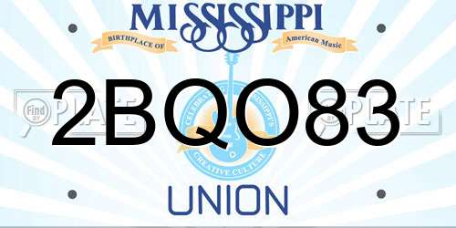 2BQO83 Mississippi License Plate