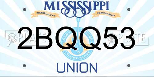 2BQQ53 Mississippi License Plate
