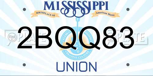 2BQQ83 Mississippi License Plate