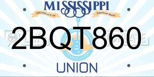 2BQT860 Mississippi License Plate