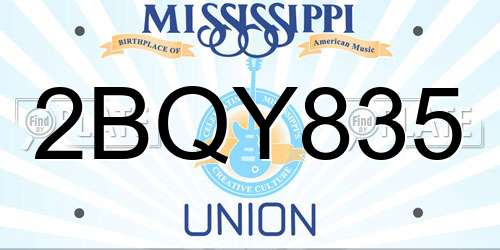 2BQY835 Mississippi License Plate