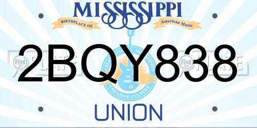 2BQY838 Mississippi License Plate