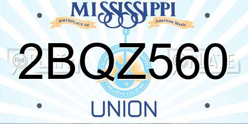 2BQZ560 Mississippi License Plate