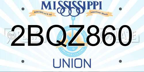 2BQZ860 Mississippi License Plate