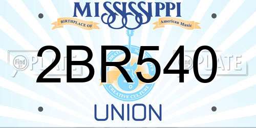 2BR540 Mississippi License Plate