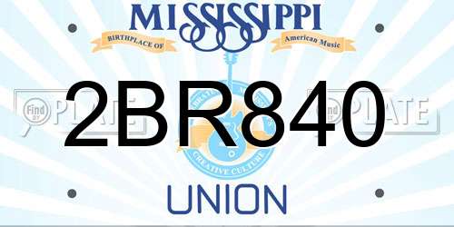 2BR840 Mississippi License Plate