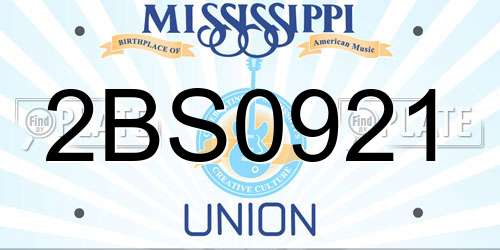 2BS0921 Mississippi License Plate