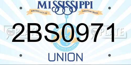 2BS0971 Mississippi License Plate