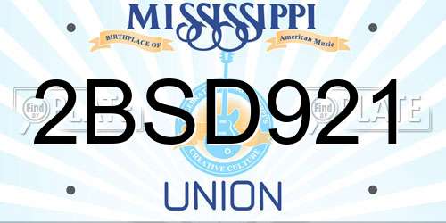 2BSD921 Mississippi License Plate