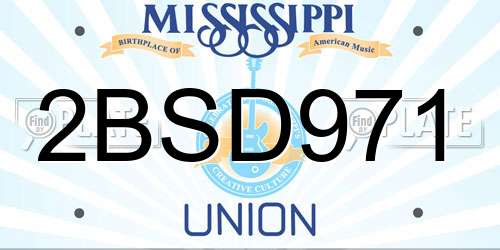 2BSD971 Mississippi License Plate
