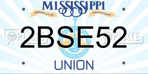 2BSE52 Mississippi License Plate