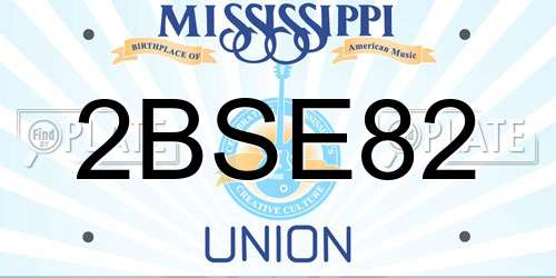 2BSE82 Mississippi License Plate
