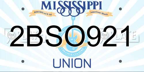 2BSO921 Mississippi License Plate