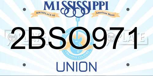 2BSO971 Mississippi License Plate