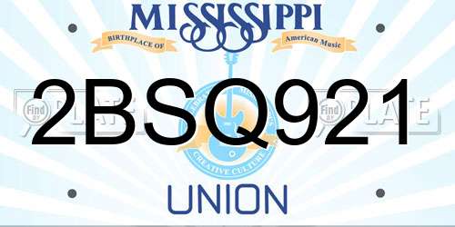 2BSQ921 Mississippi License Plate