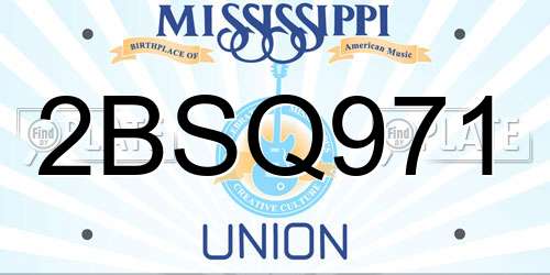 2BSQ971 Mississippi License Plate