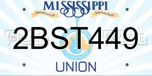 2BST449 Mississippi License Plate