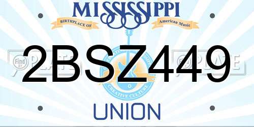 2BSZ449 Mississippi License Plate