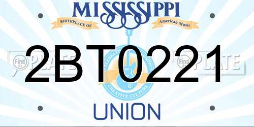 2BT0221 Mississippi License Plate