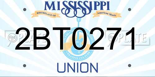 2BT0271 Mississippi License Plate
