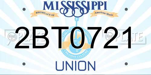 2BT0721 Mississippi License Plate