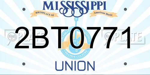 2BT0771 Mississippi License Plate