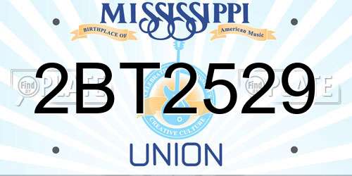 2BT2529 Mississippi License Plate