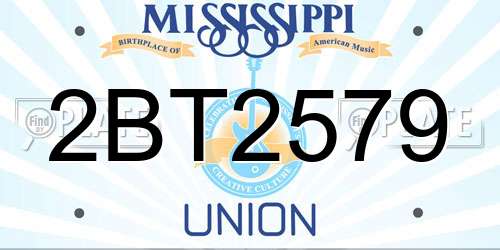 2BT2579 Mississippi License Plate